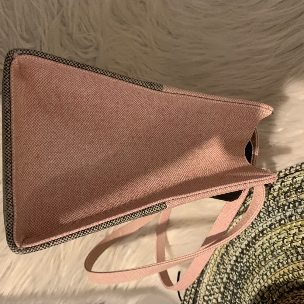 KATE SPADE PINK GREY HANDBAG MEDIUM SATCHEL PURSE FABRIC, CLASSIC STYLE - Picture 15 of 16